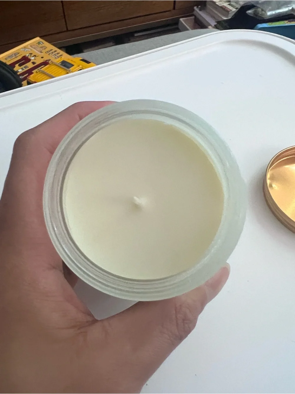 Dog Moms Promoted to Human Moms Decorative Jar Candle - White with Gold Lid